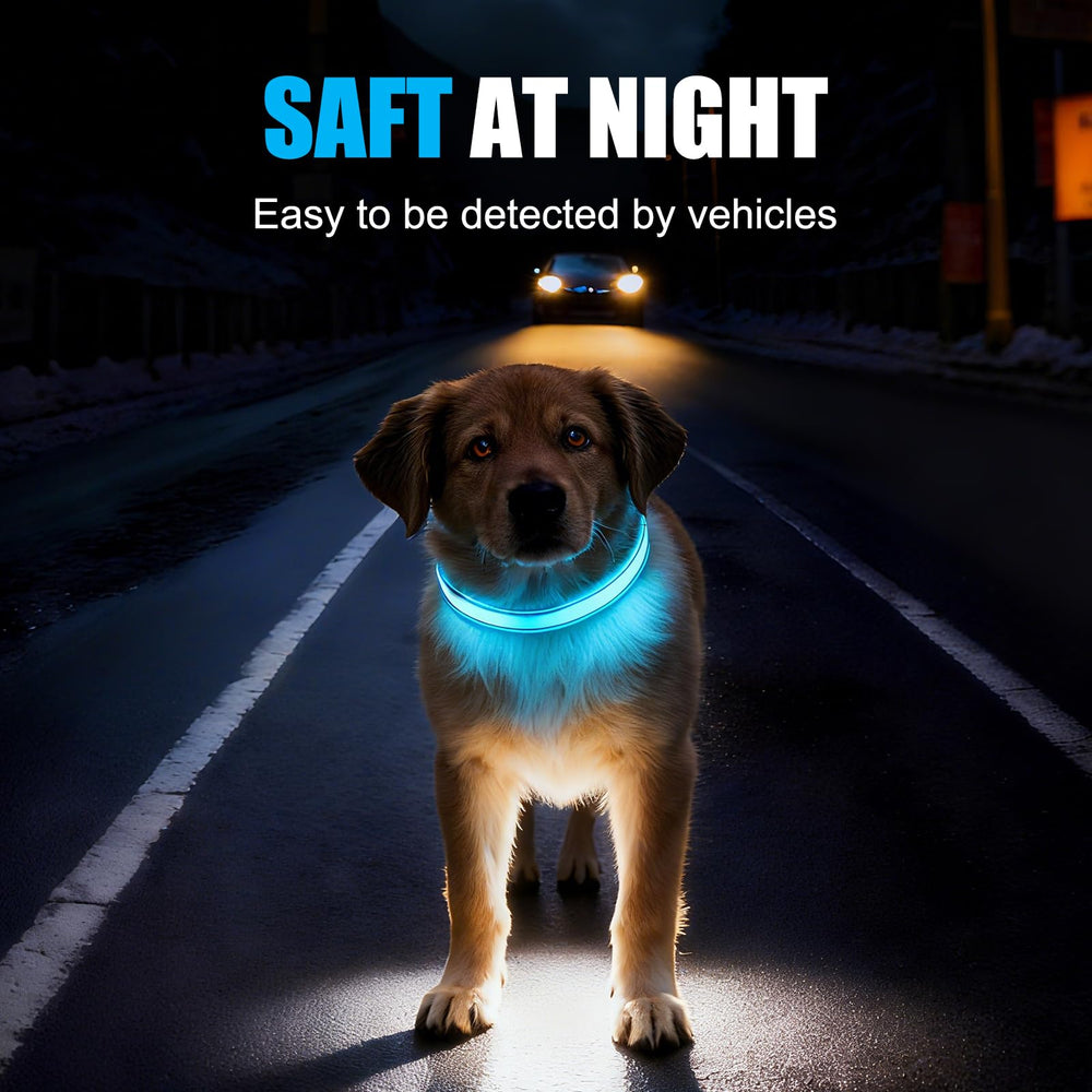 ZOWPET LED dog collar mode options illustrate steady, flash, and fade settings.
