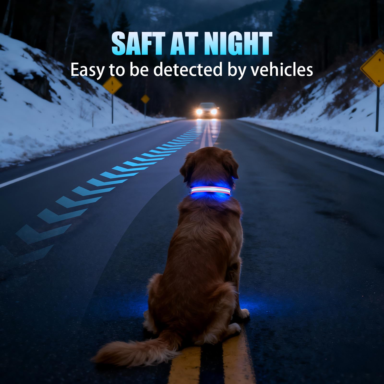 ZOWPET pink XL night-walk collar helps you spot your dog at a distance.