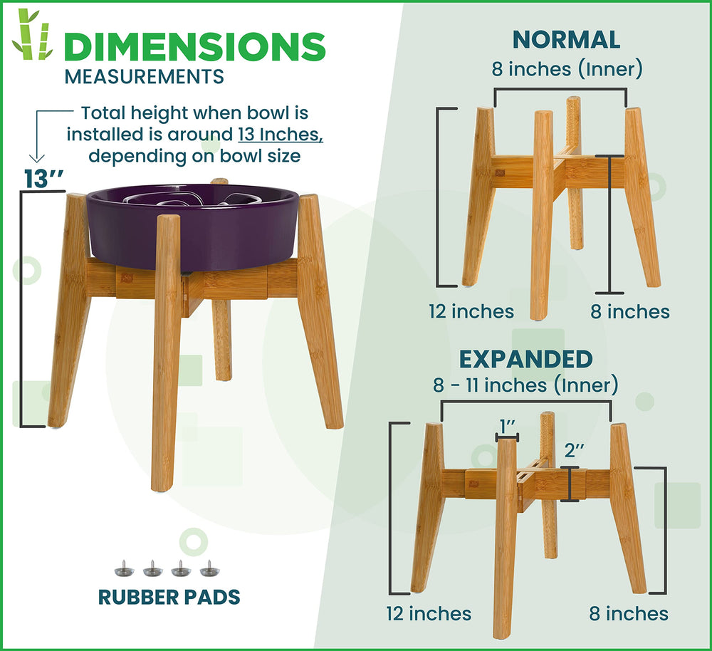 ZPirates bamboo bowl stand slanted feet provide stable, floor-friendly dining.