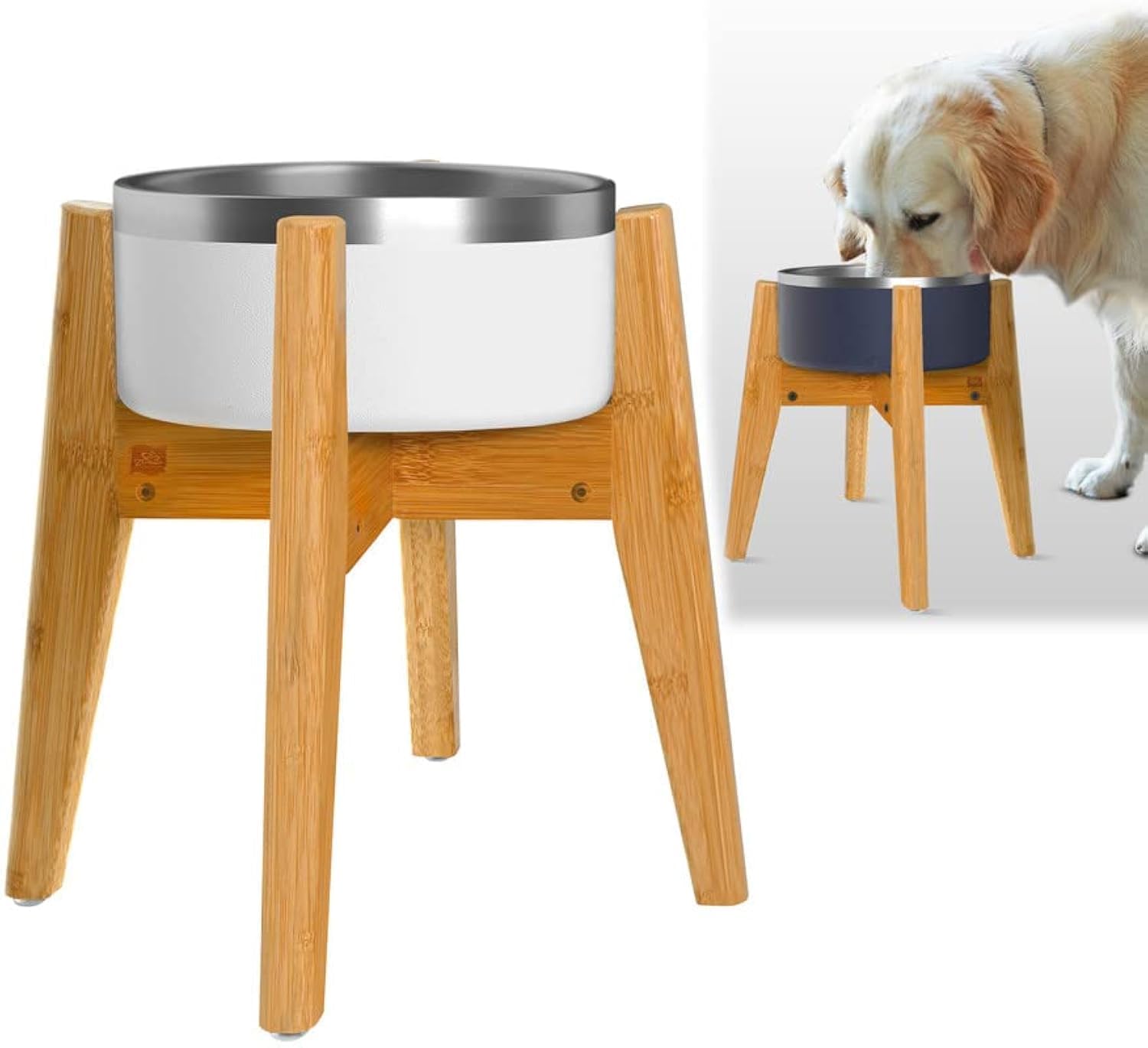 ZPirates dog bowl stand 14-inch high creates ergonomic feeding for large breeds.