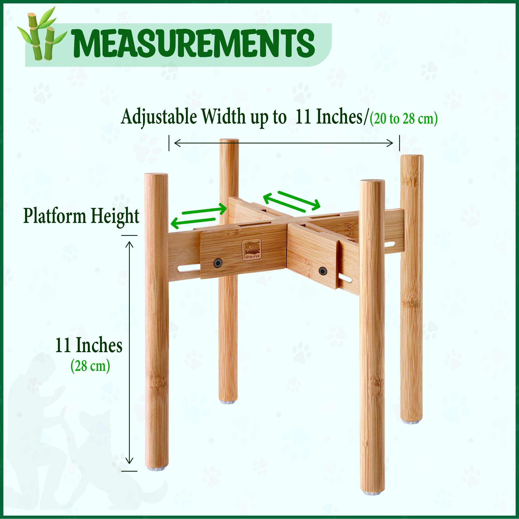ZPirates dog bowl stand adjustable sideways accommodates various bowls for a secure fit.