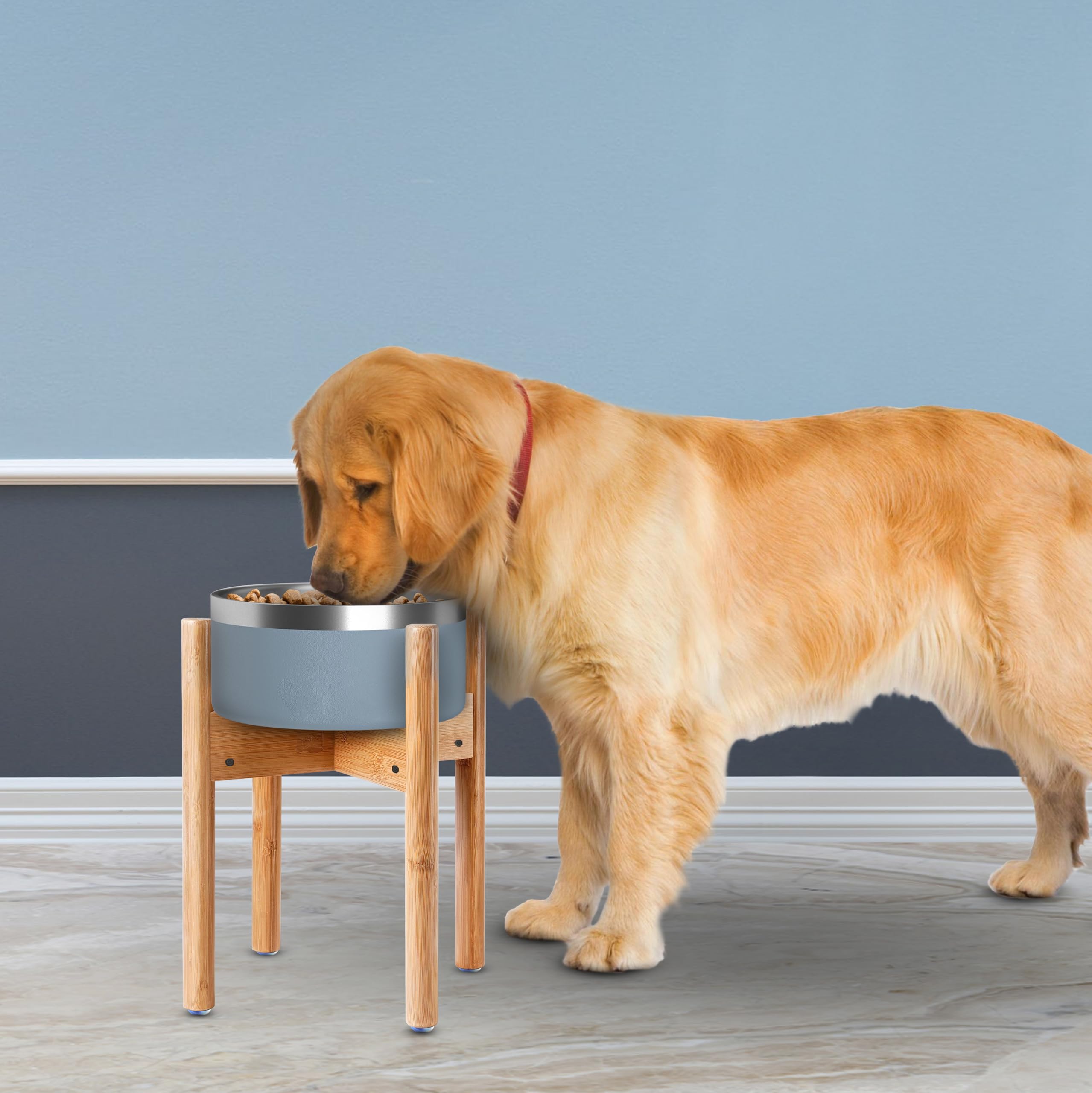 ZPirates elevated feeder provides comfortable dining height for tall dogs.