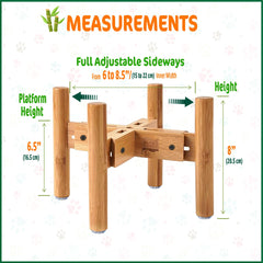 ZPirates dog bowl stand side view showing extended rails for wider bowl fit.