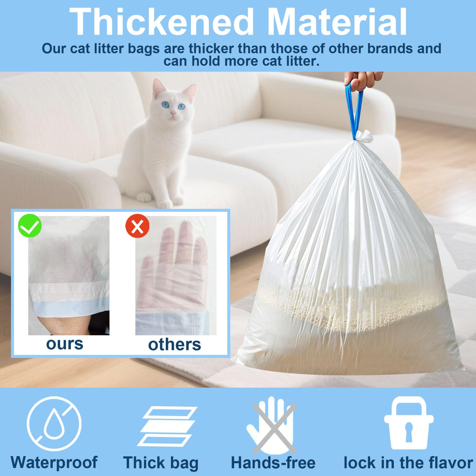ZPSOX extra-thick leakproof bags provide strong protection during bag changes.