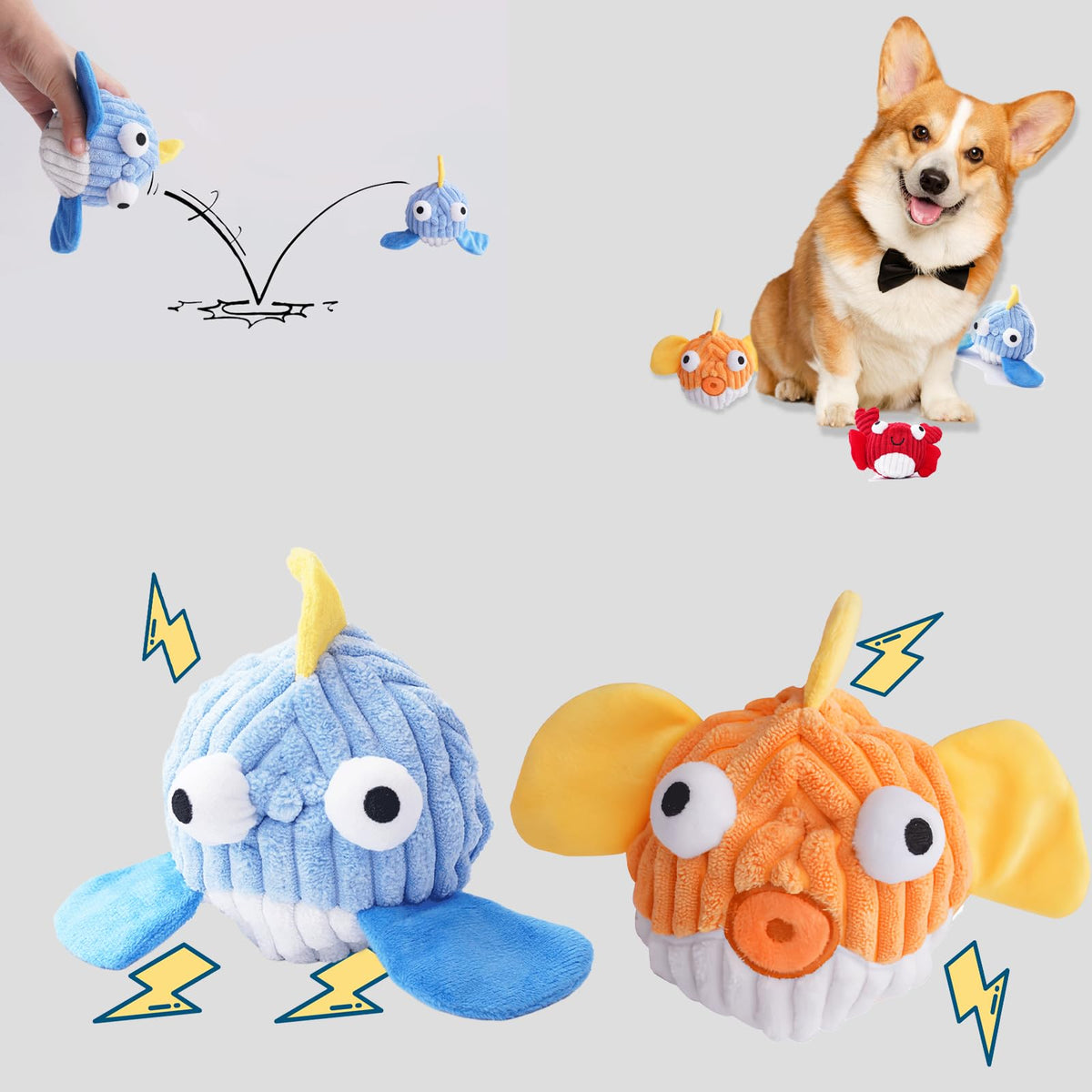 Zrbtk Squeak Dog Toy for aggressive-chewers plush exterior for durable chewing sessions.