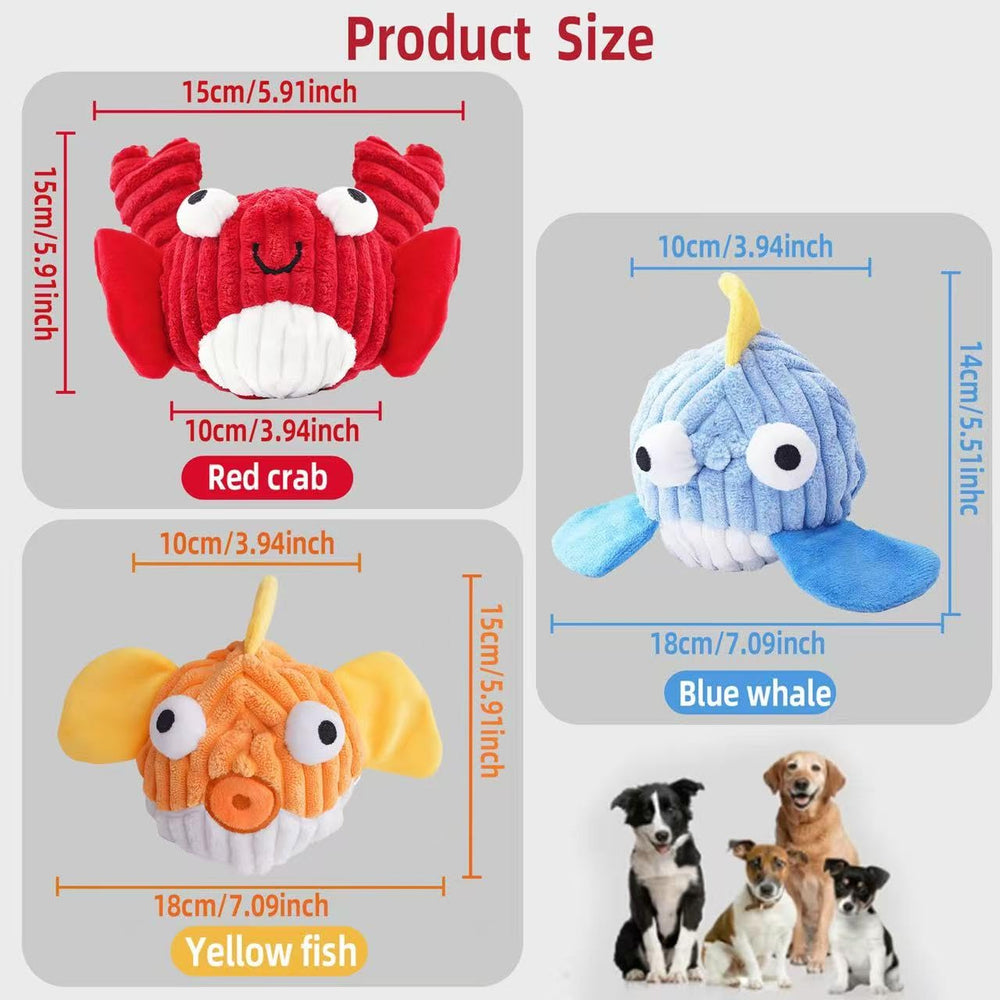 Zrbtk Squeak Dog Toy blue-whale design sparks curiosity and interactive fetch.
