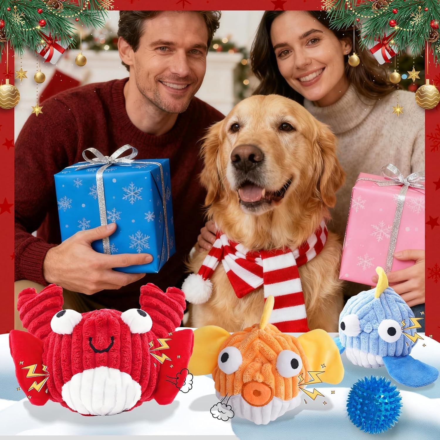 Zrbtk Squeak Dog Toy yellow-fish shape helps provide mental stimulation.