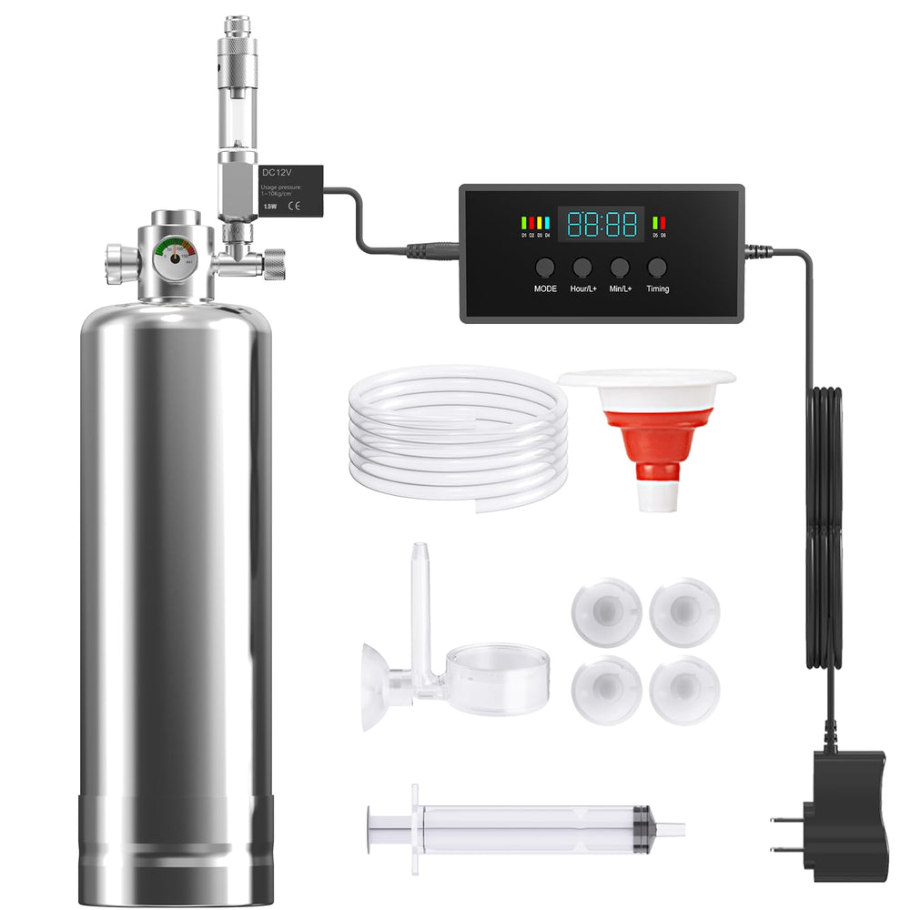 ZRDR aquarium CO2 generator with timer valve ensures consistent dosing for lush plant growth.