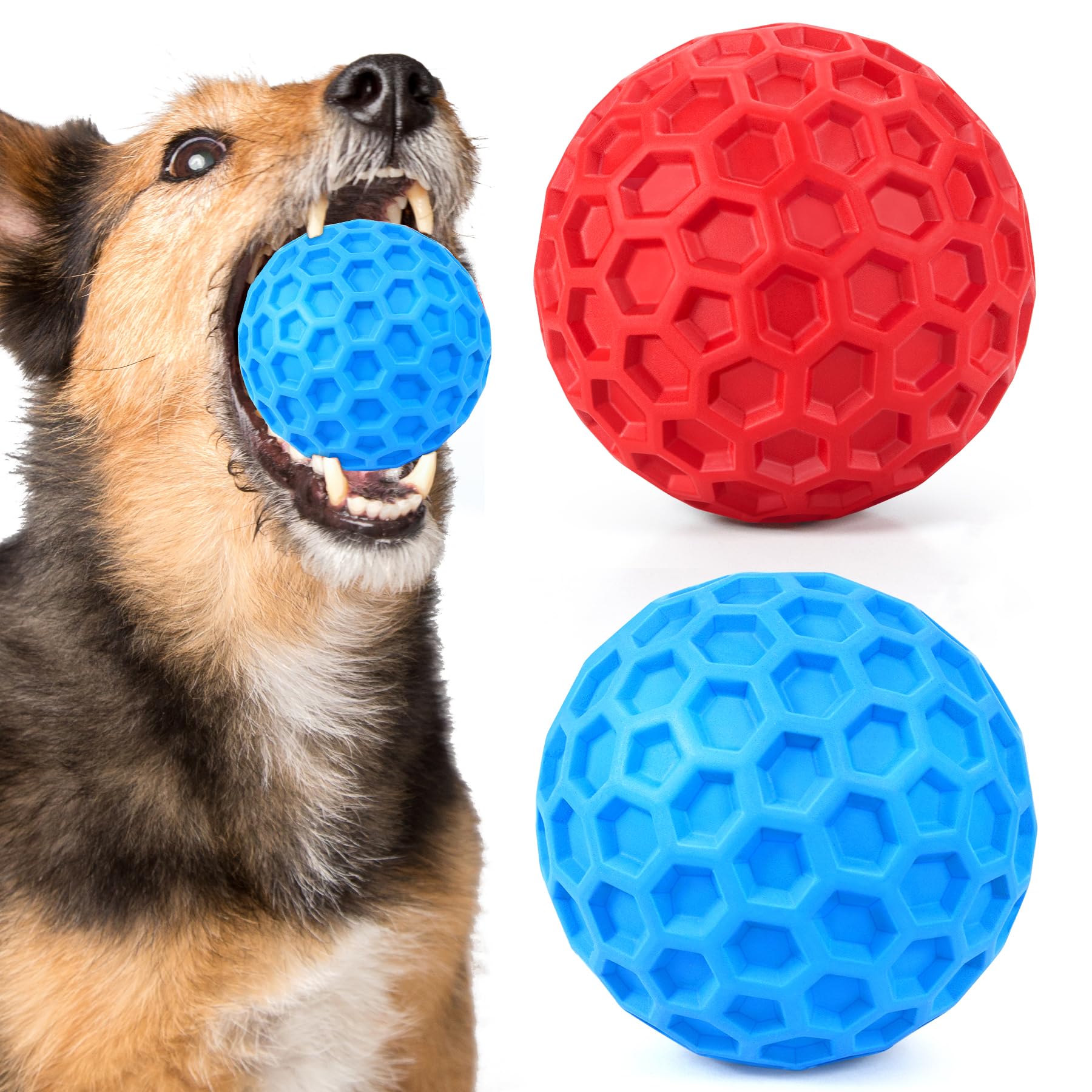 ZRIFAQESW squeaky ball front view for interactive chewing and sound cues