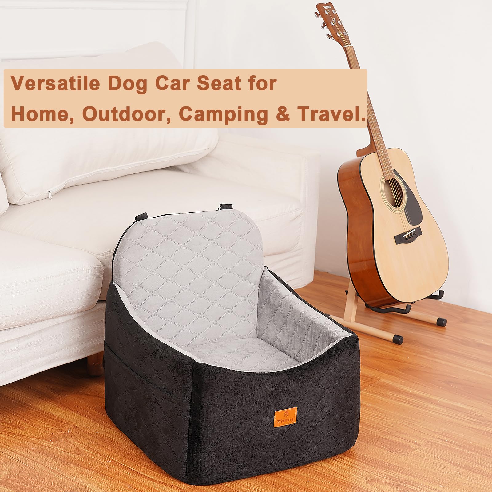 Ztinng dog car seat travel-use image shows portable pet bed versatility