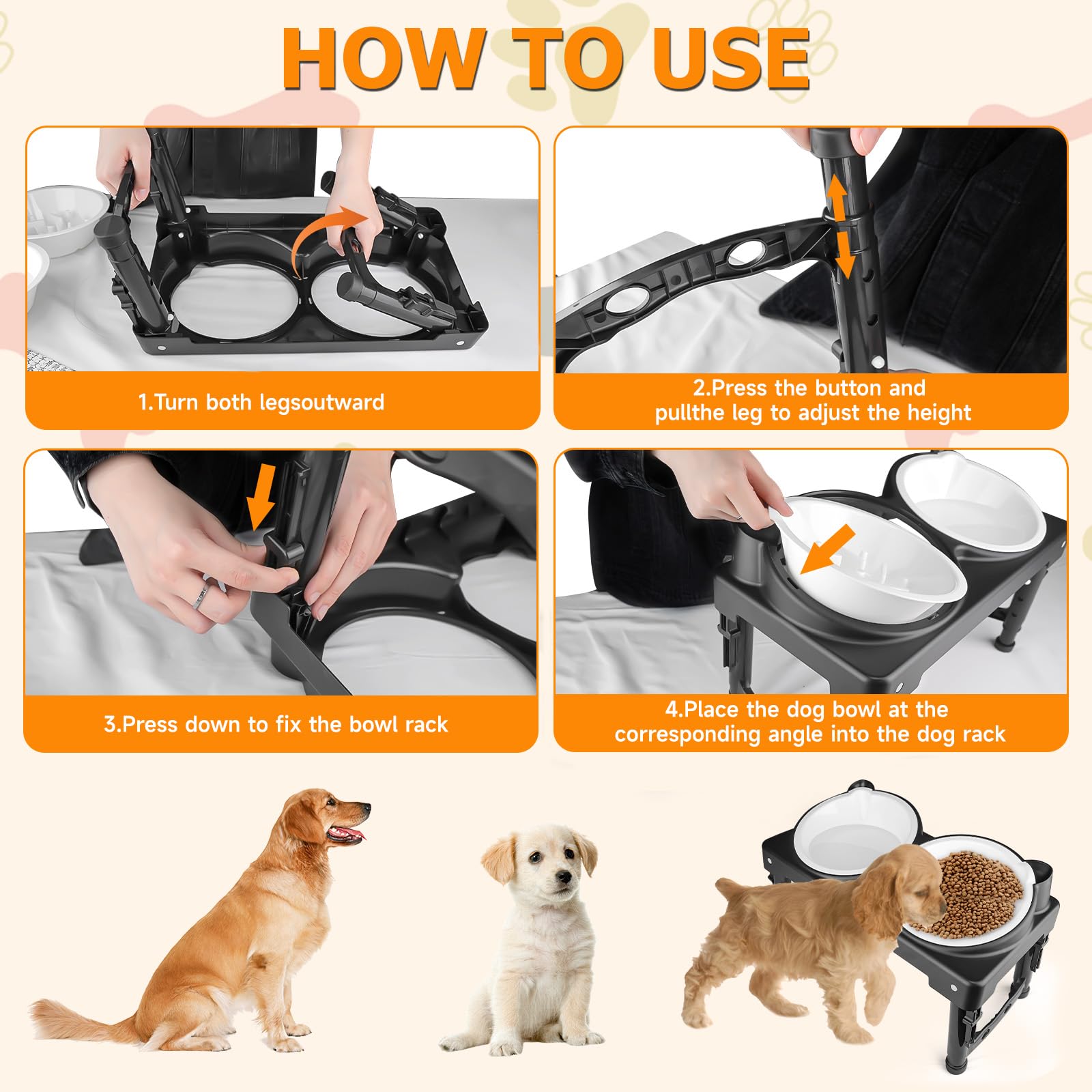 ZTMT five-height adjustable bowl stand adapts as your dog grows.