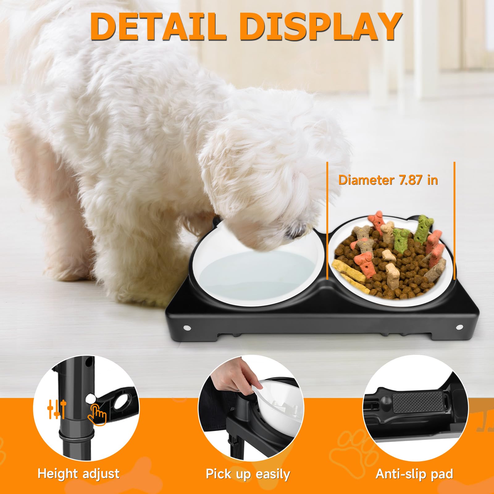 ZTMT non-slip feet keep the elevated feeder stable during meals.