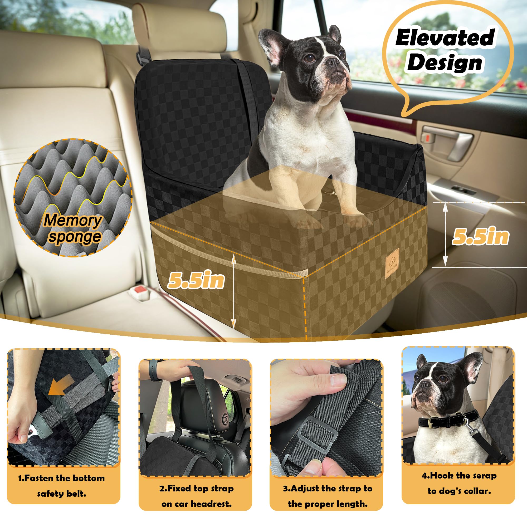 Zuffeloria dog car seat fits front and back seats across most cars