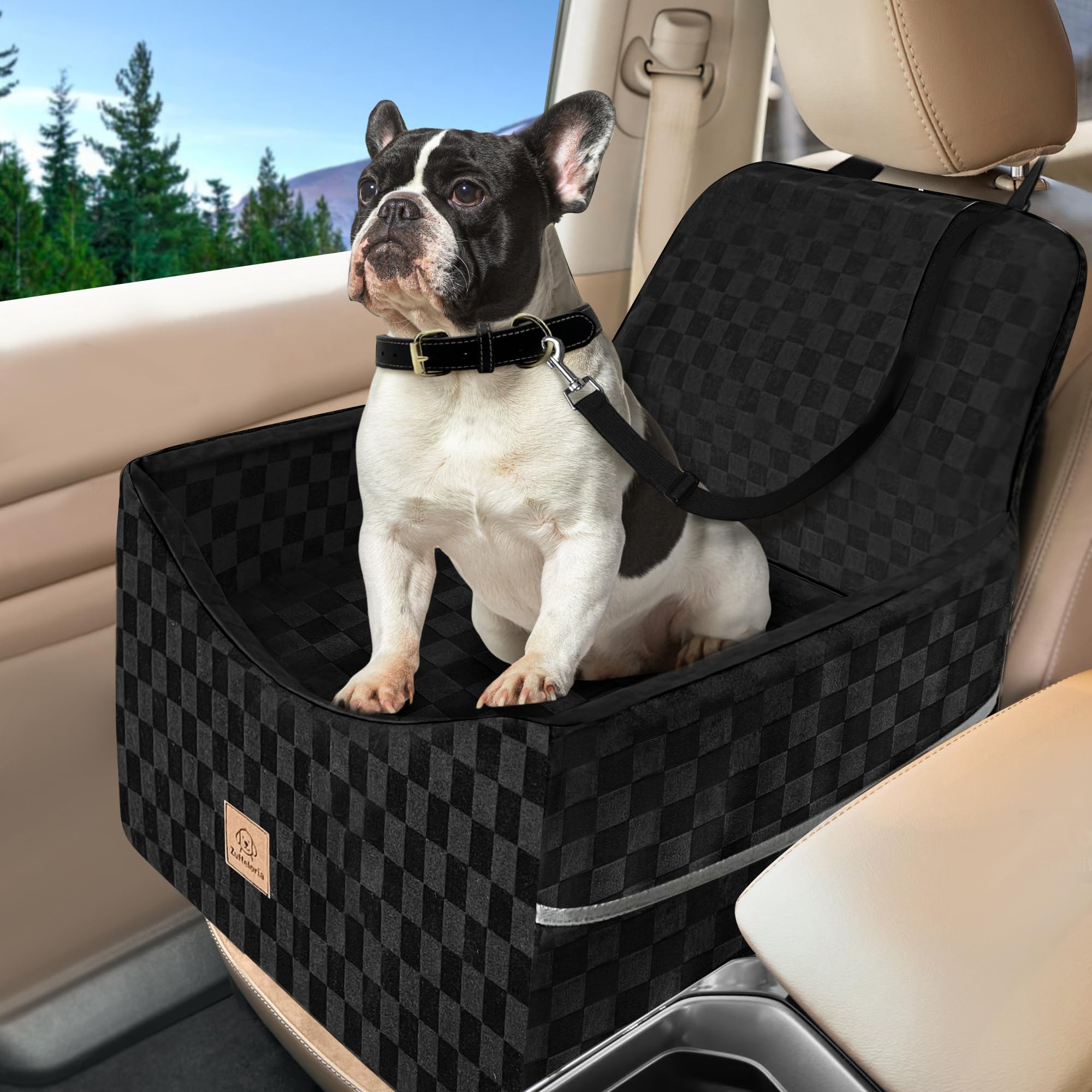 Zuffeloria dog car seat with memory foam boost for cozy road trips