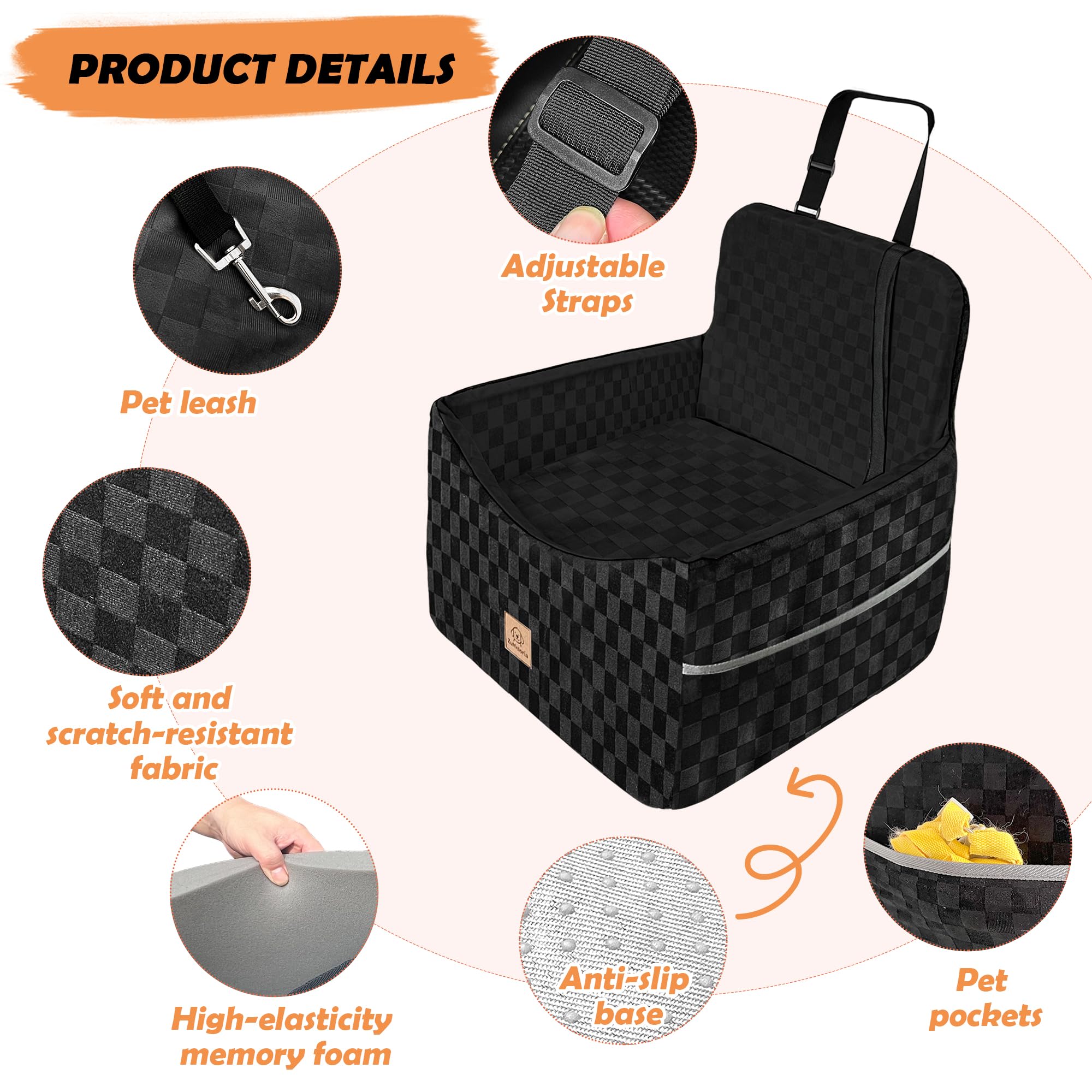 Zuffeloria dog car seat featuring storage pockets for essentials