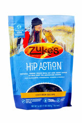 Zuke's Hip Action chicken dog treat image showcases glucosamine-rich formula for joint mobility in active dogs