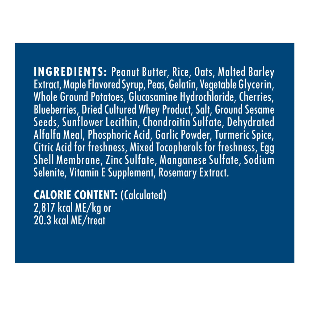 Close look at peanut butter and oats as the first ingredients in Zuke's Hip Action.