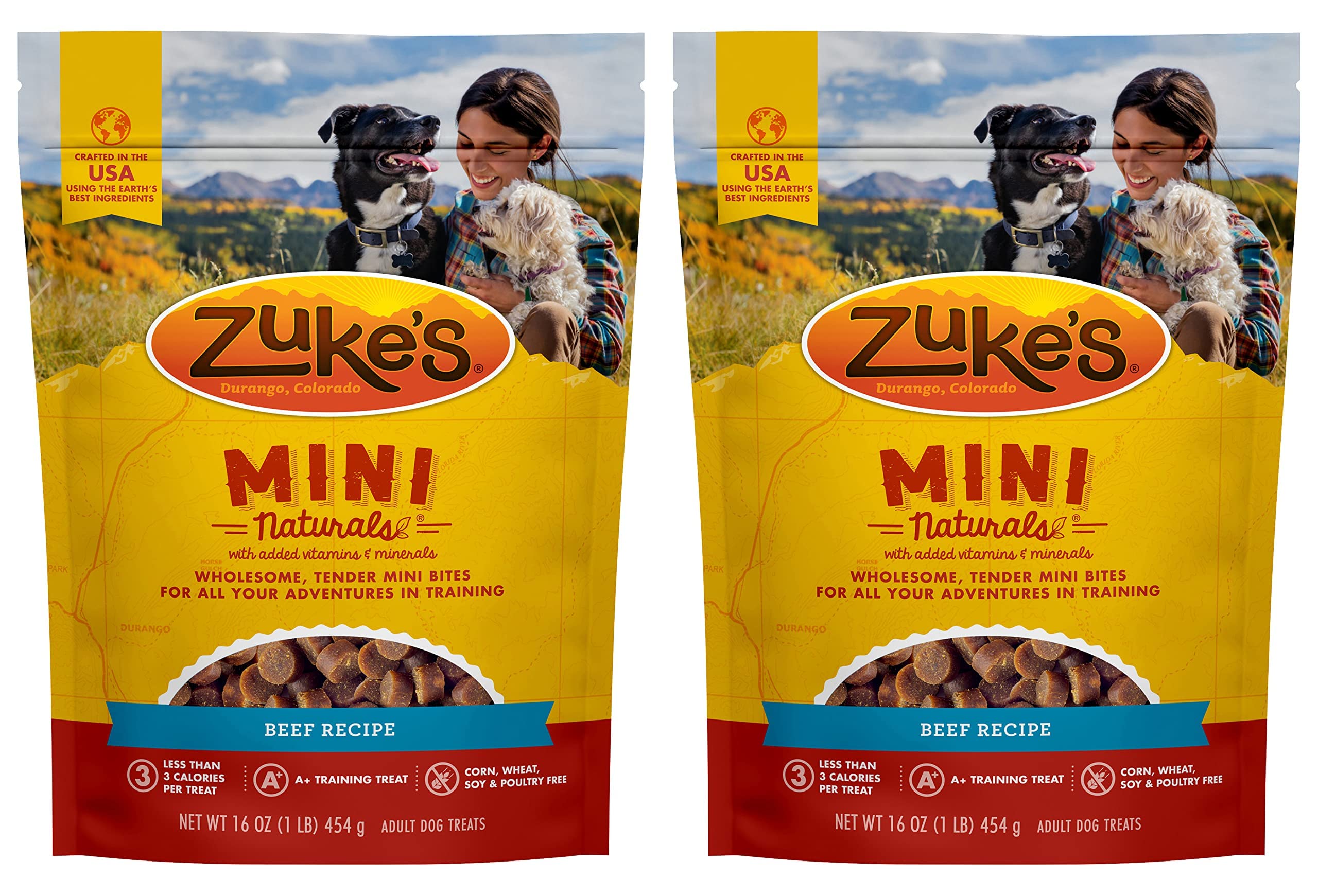 Zuke's Mini Naturals beef-first-ingredient treats for training rewards.