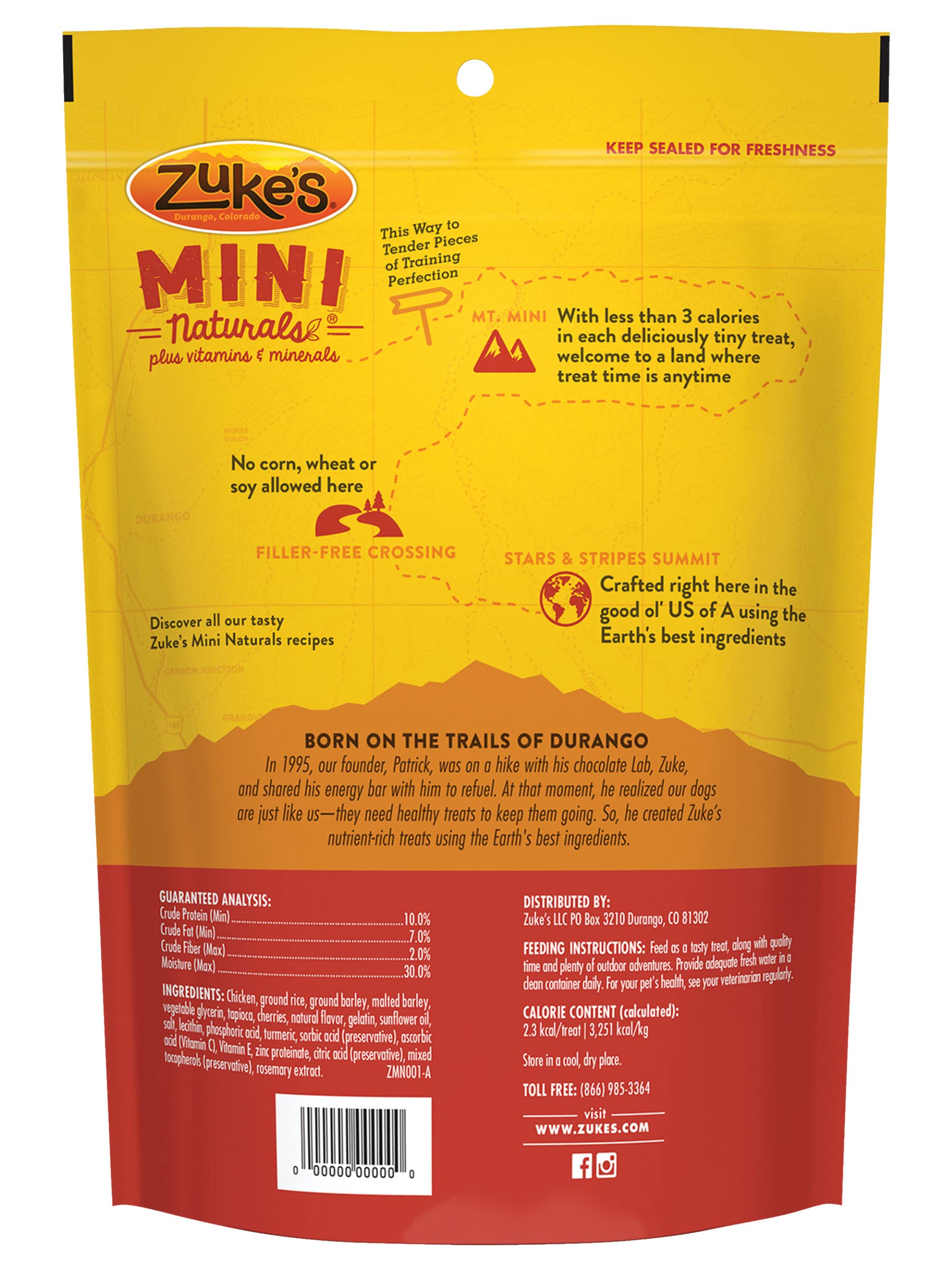 Zuke's Mini Naturals cherries-berries-ingredients show natural flavors and wholesome add-ins.