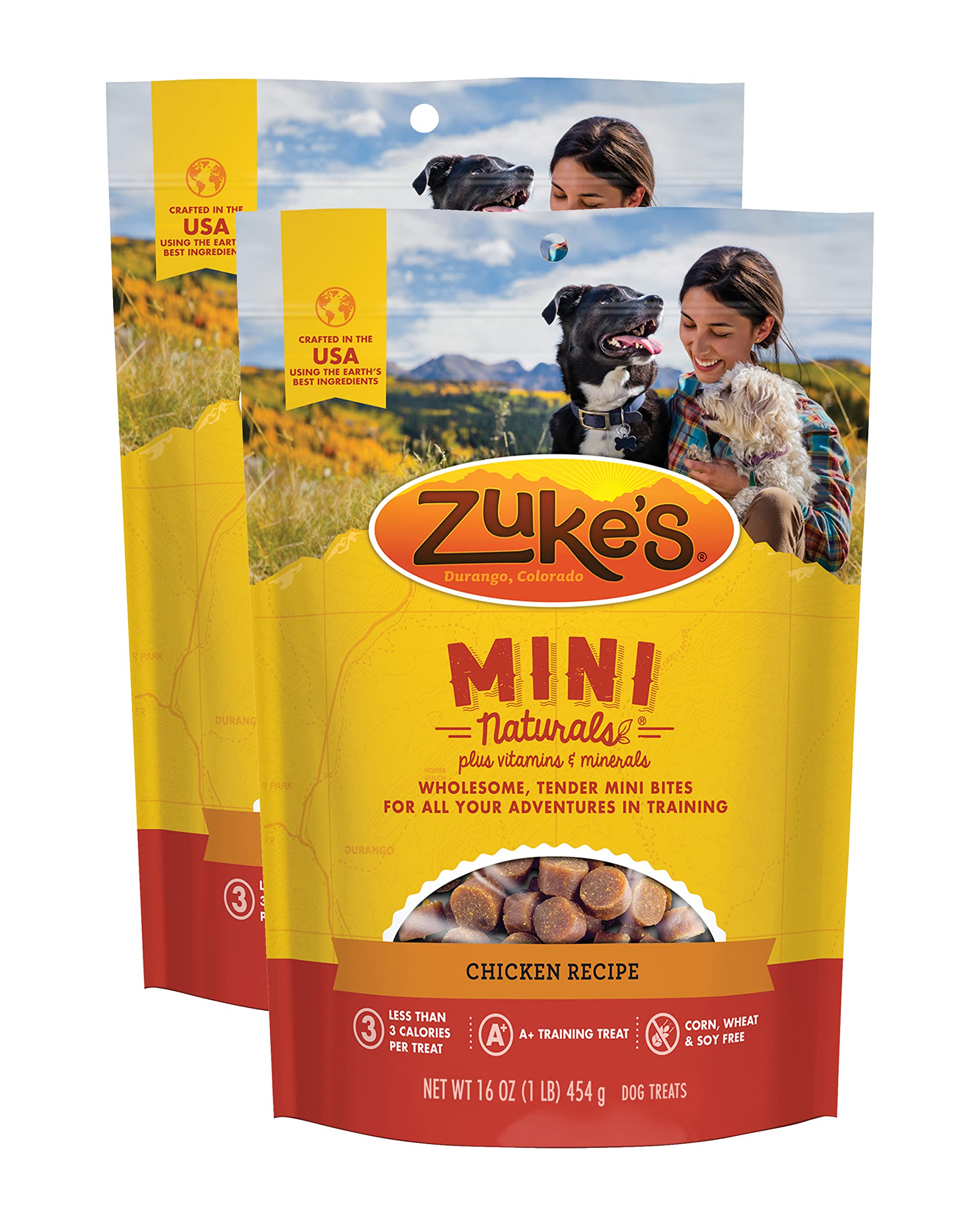 Zuke's Mini Naturals chicken-treats-soft-chewy provide a soft, tasty training reward.