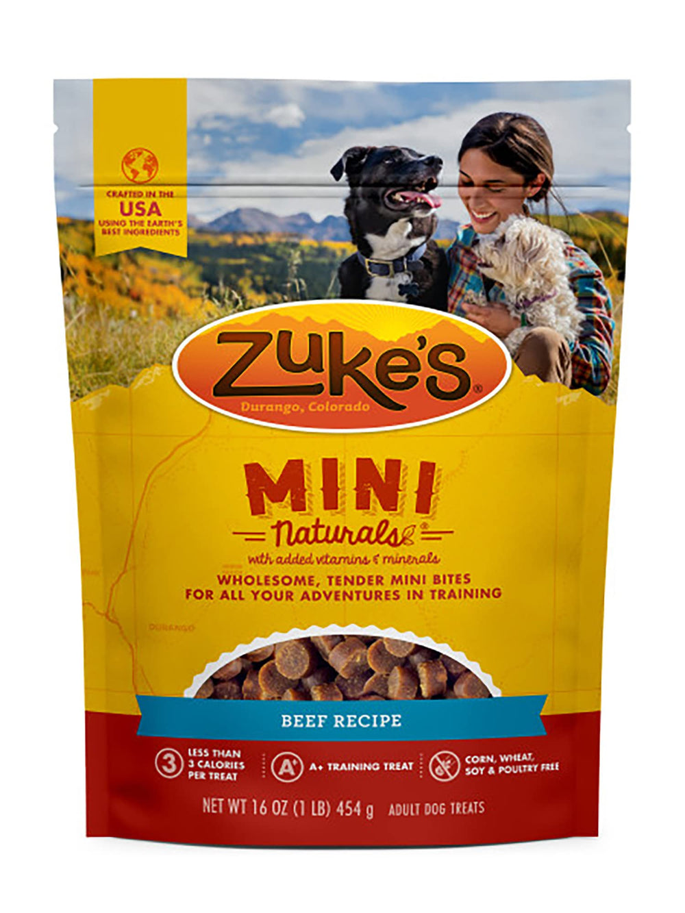 Zuke's Mini Naturals soft-chewy treats suitable for all breeds.