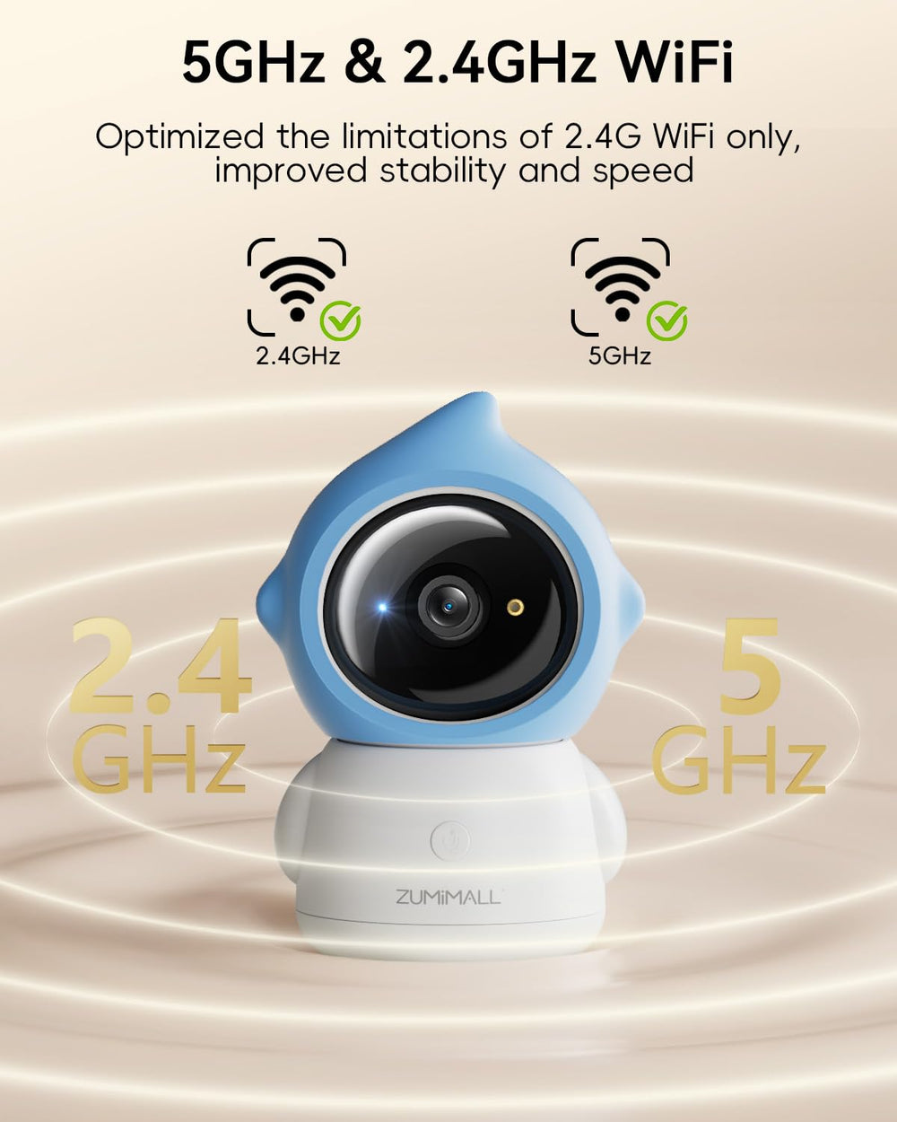 ZUMIMALL Pet Camera 360° coverage with auto-tracking keeps pets in view.