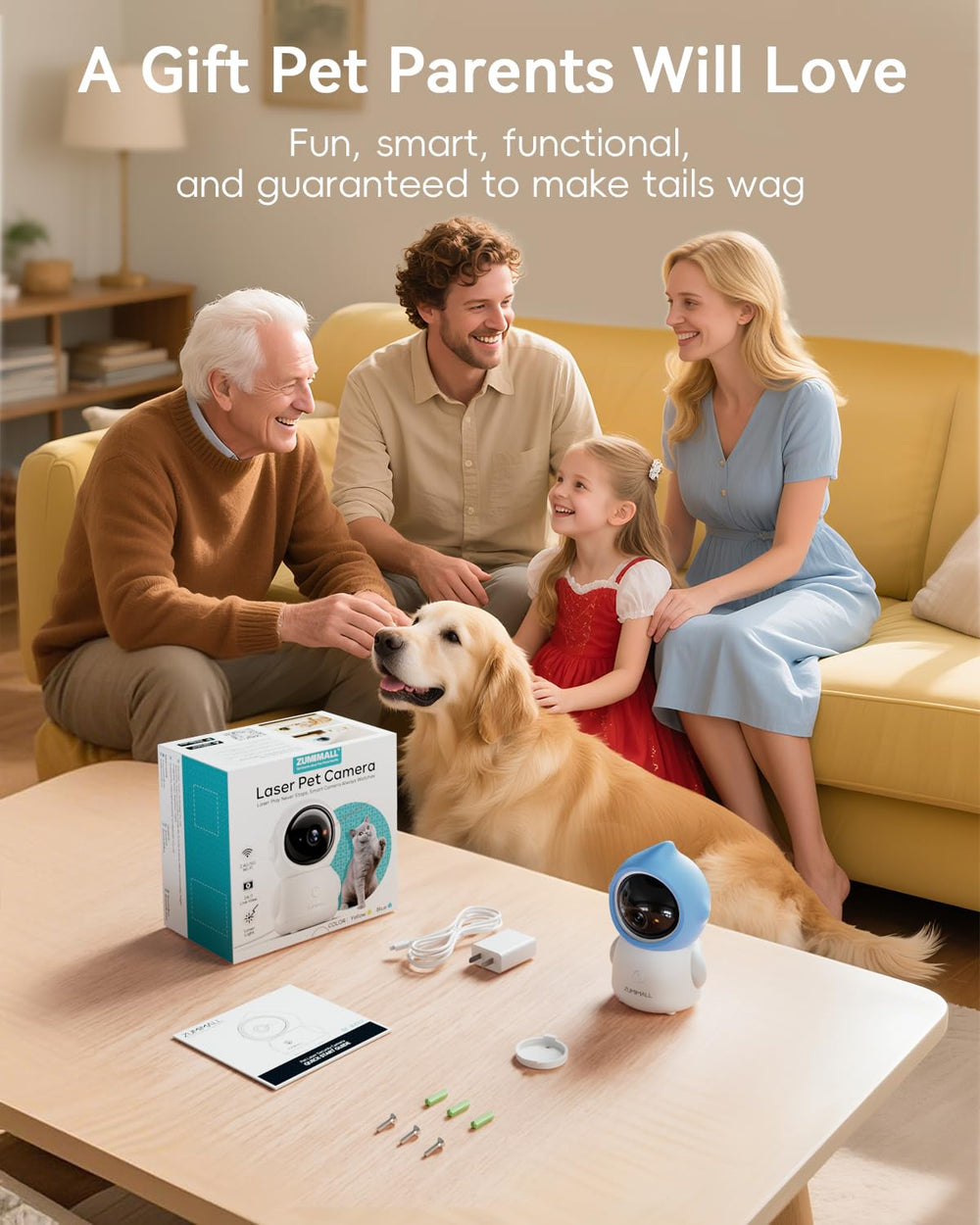 ZUMIMALL Pet Camera Alexa/Google compatibility integrates with smart homes.