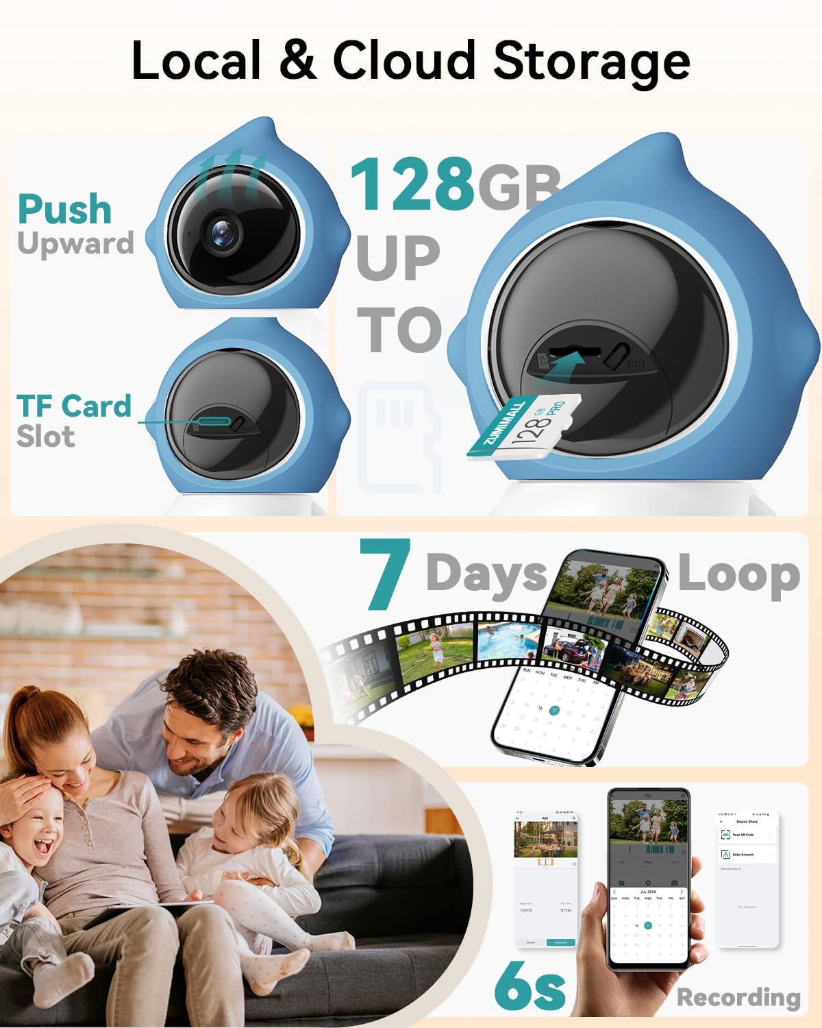 ZUMIMALL Pet Camera cloud and SD storage preserves pet moments.