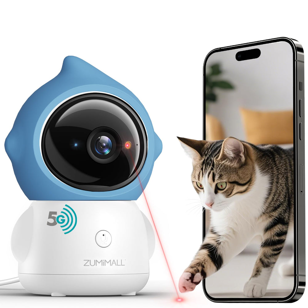 ZUMIMALL Pet Camera Indoor laser toy engages pets with interactive play.
