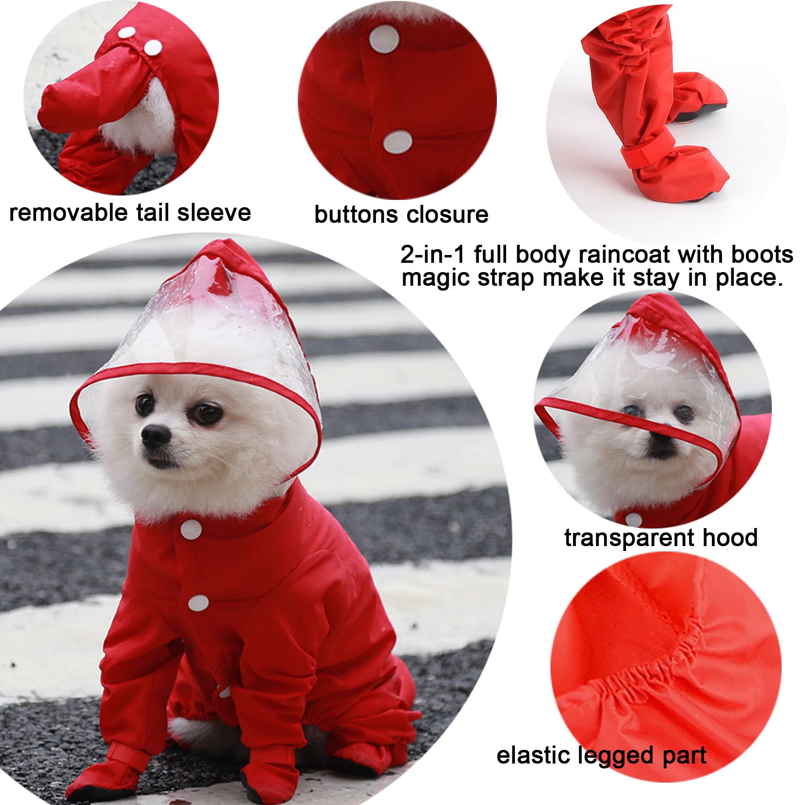 Zunea dog raincoat elastic-leg-closure ensures secure fit during active walks.