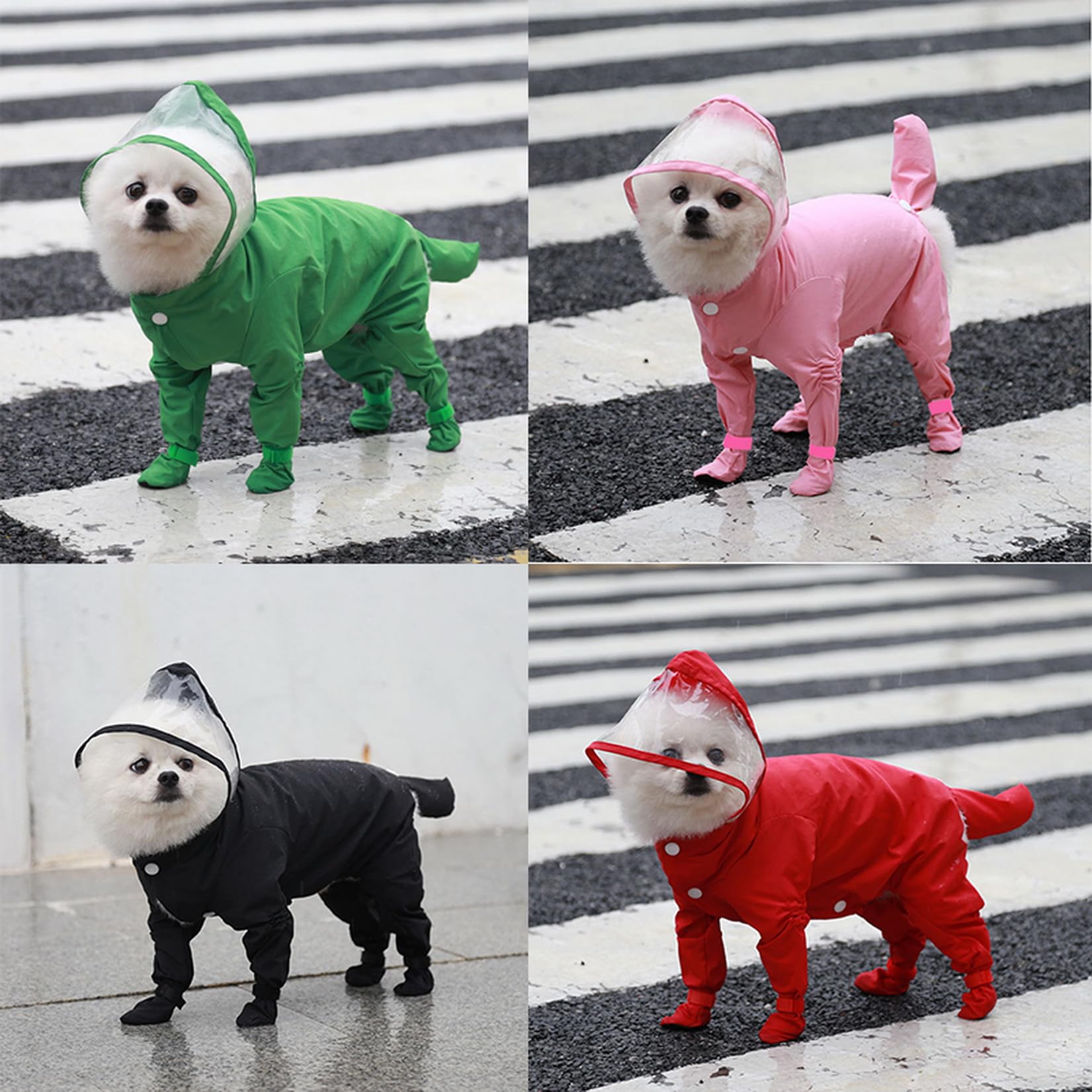 Zunea raincoat removable-tail-sleeve detail demonstrates adaptable tail coverage for pets.