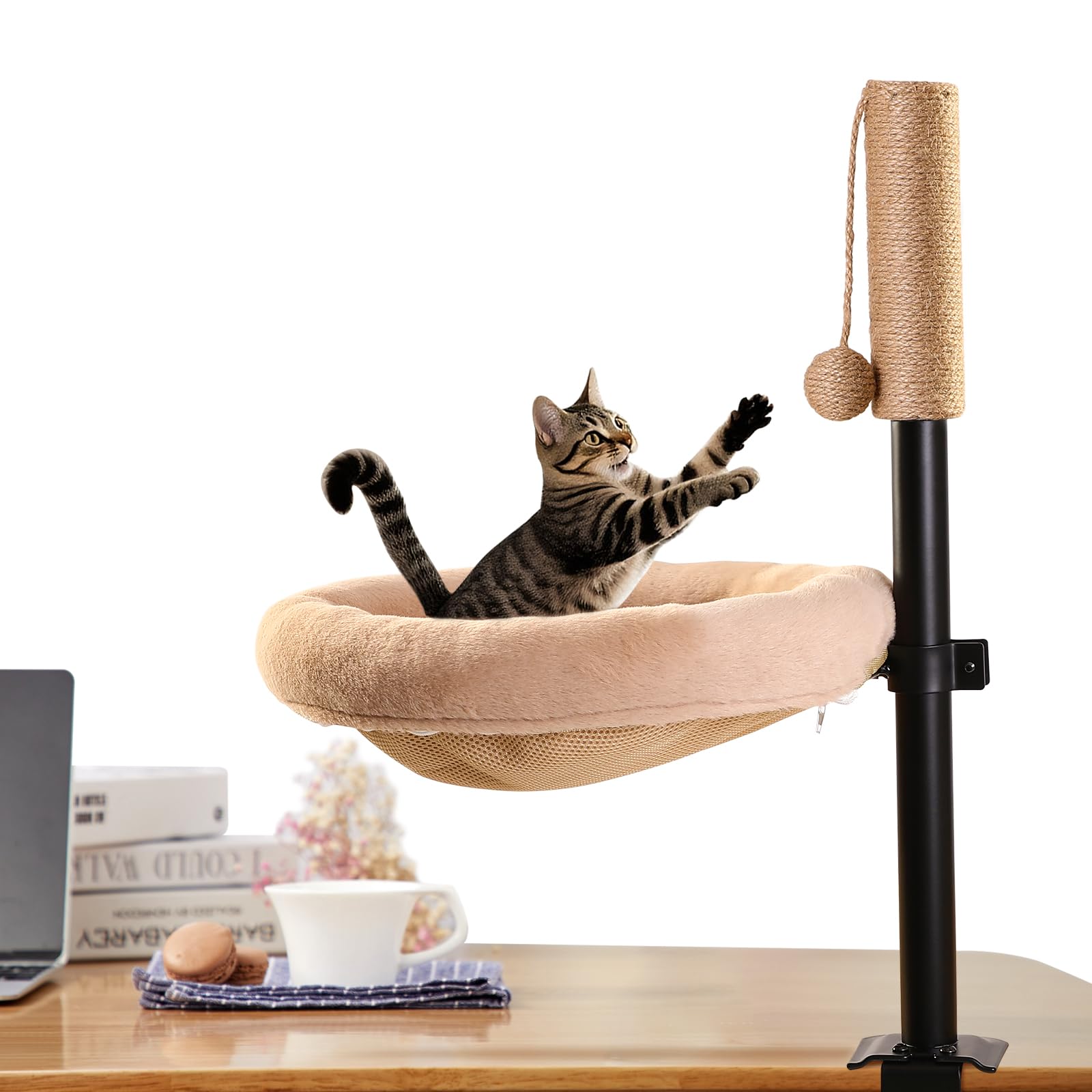 Zupetco Cat Desk Bed side view with plush cushion for near-work comfort.