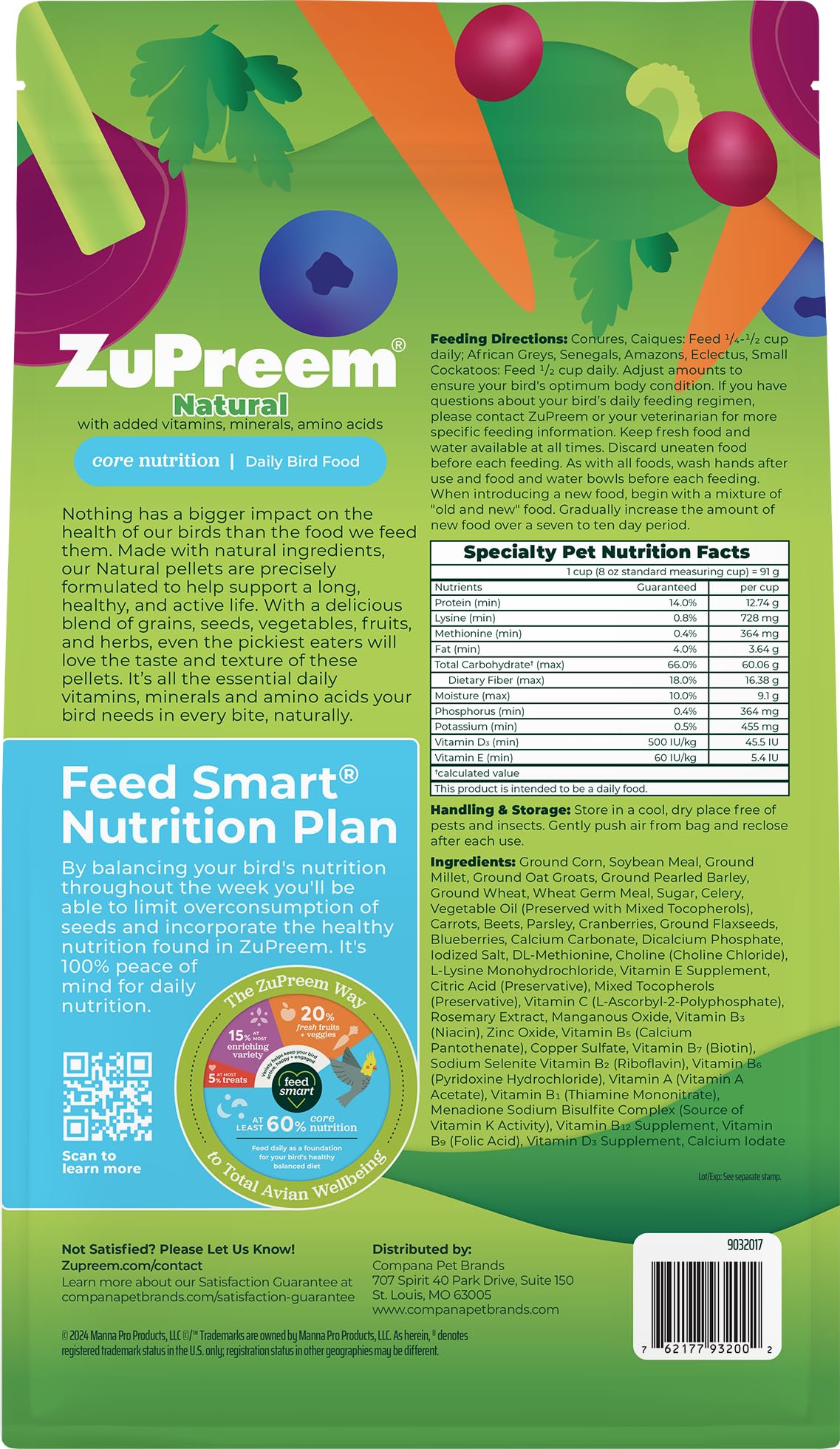 ZuPreem daily nutrition pellets texture closeup showing crunchy bite.