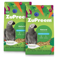 ZuPreem natural pellets parrot 3lb-pack outer-pack highlights USA-made nutrition.