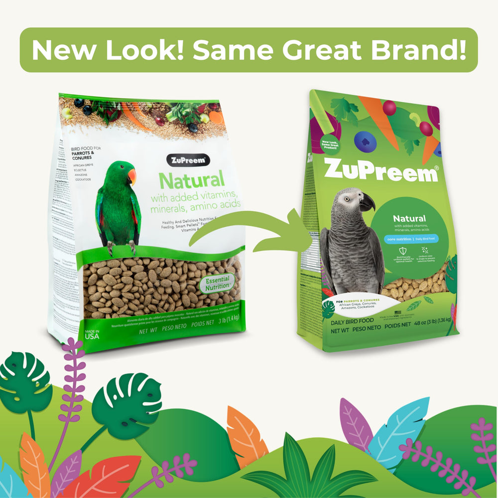 ZuPreem pellets vegetable-rich formulation closeup for healthy diet variety.