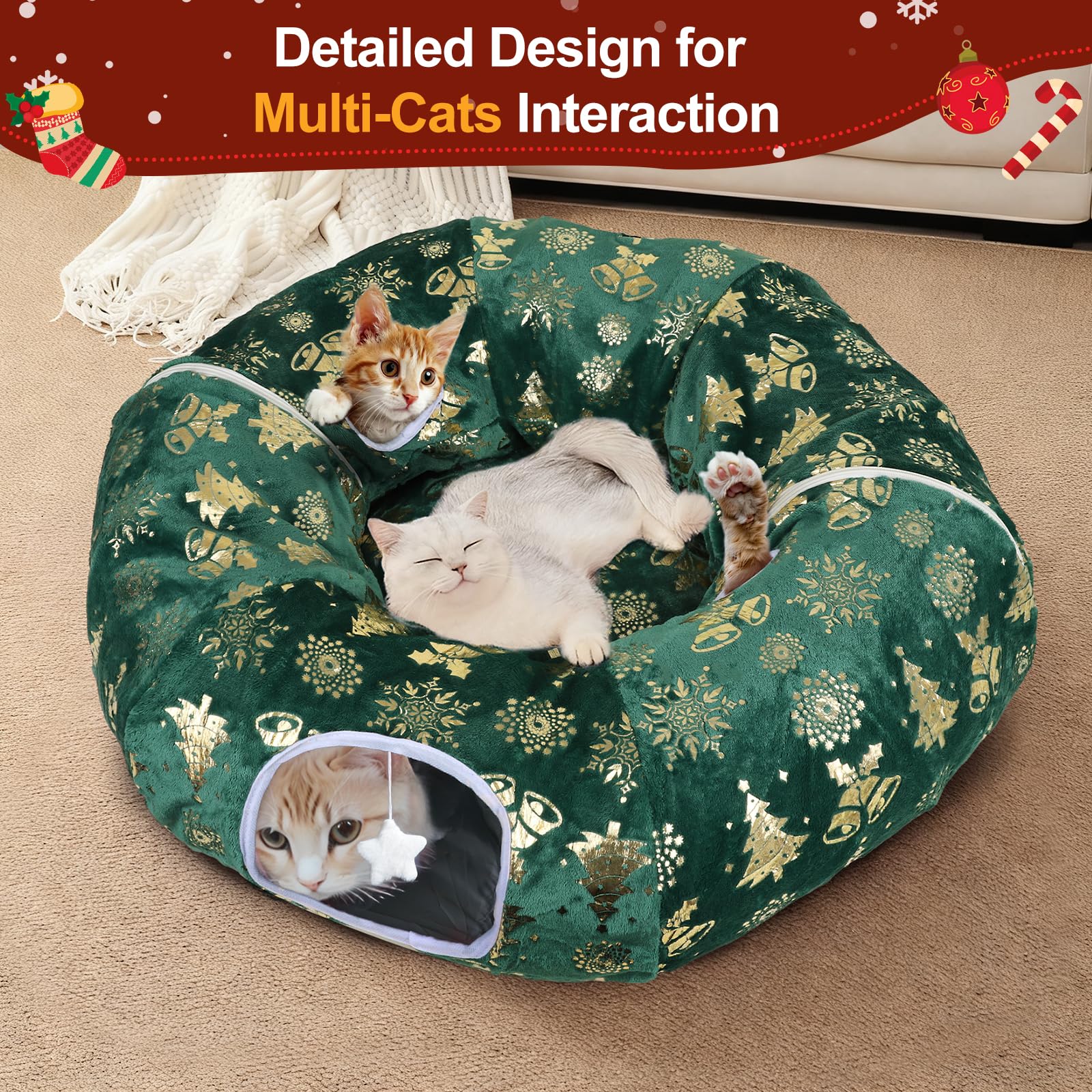 Zuqqony Cat Tunnel removable bed fits one large cat or two small cats