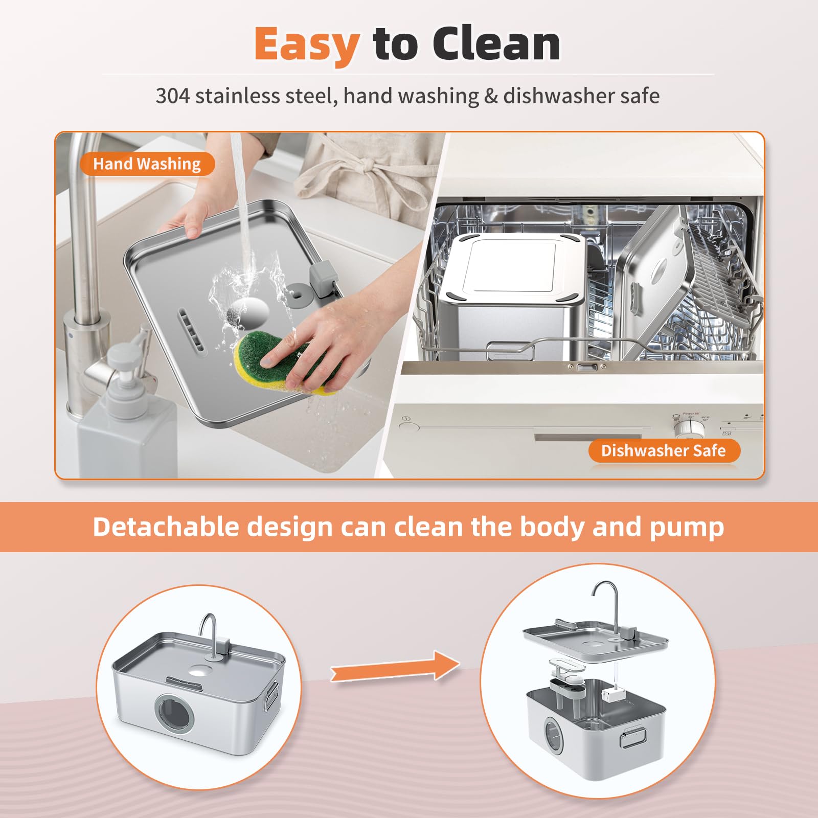 Zuqqony dishwasher safe water fountain component for easy cleaning.