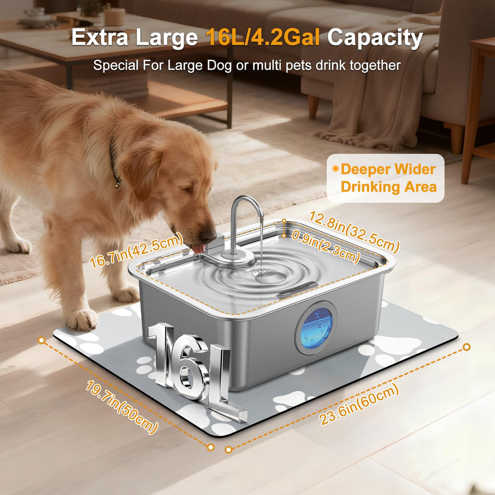 Zuqqony DYSJ03 16L water fountain deep mouth supports comfortable drinking for large dogs.
