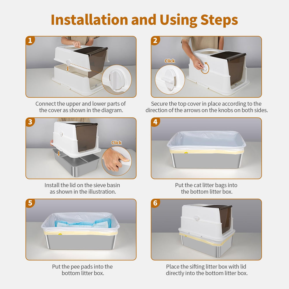 Zuqqony sifting litter box lid assembly demonstrates secure two-knob connection.
