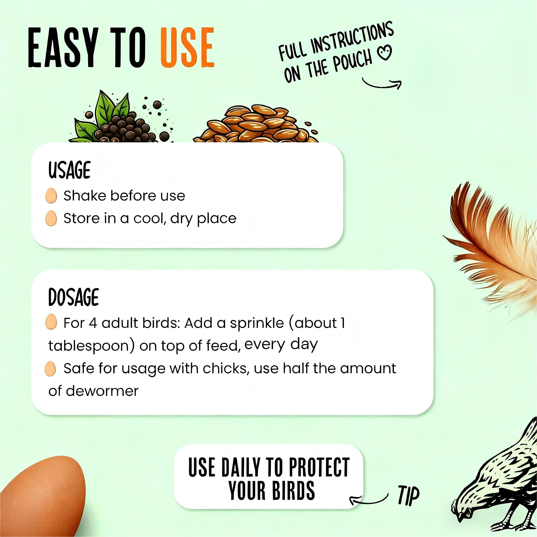 ZURPRISE backyard flock in coop benefits from natural powder for ongoing wellness.