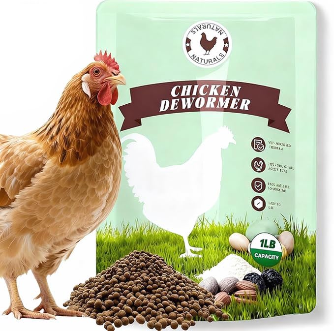 ZURPRISE chicken dewormer powder bottle with chili flavor for easy in-feed application.