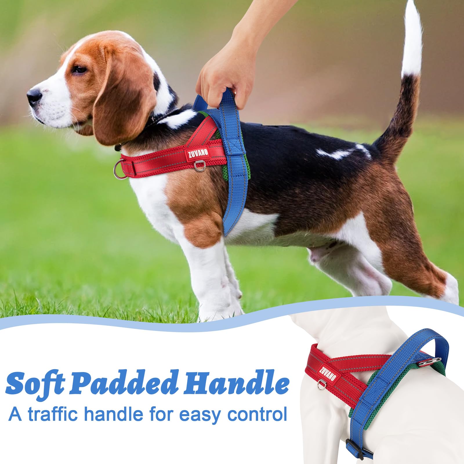ZUVANO soft red dog harness reflective strips boost night visibility