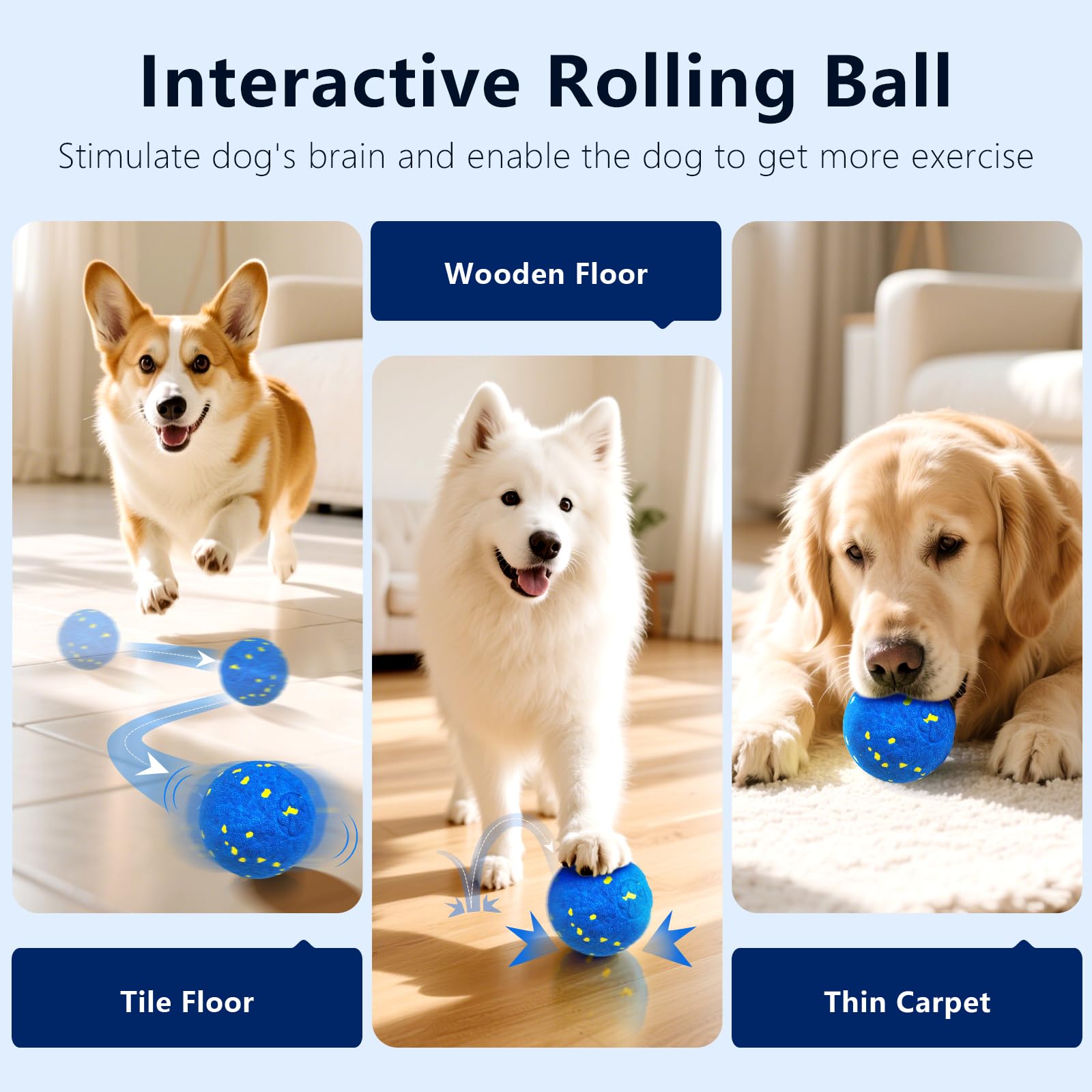 Zuykjeagle interactive dog ball works on multiple floor types for versatile play