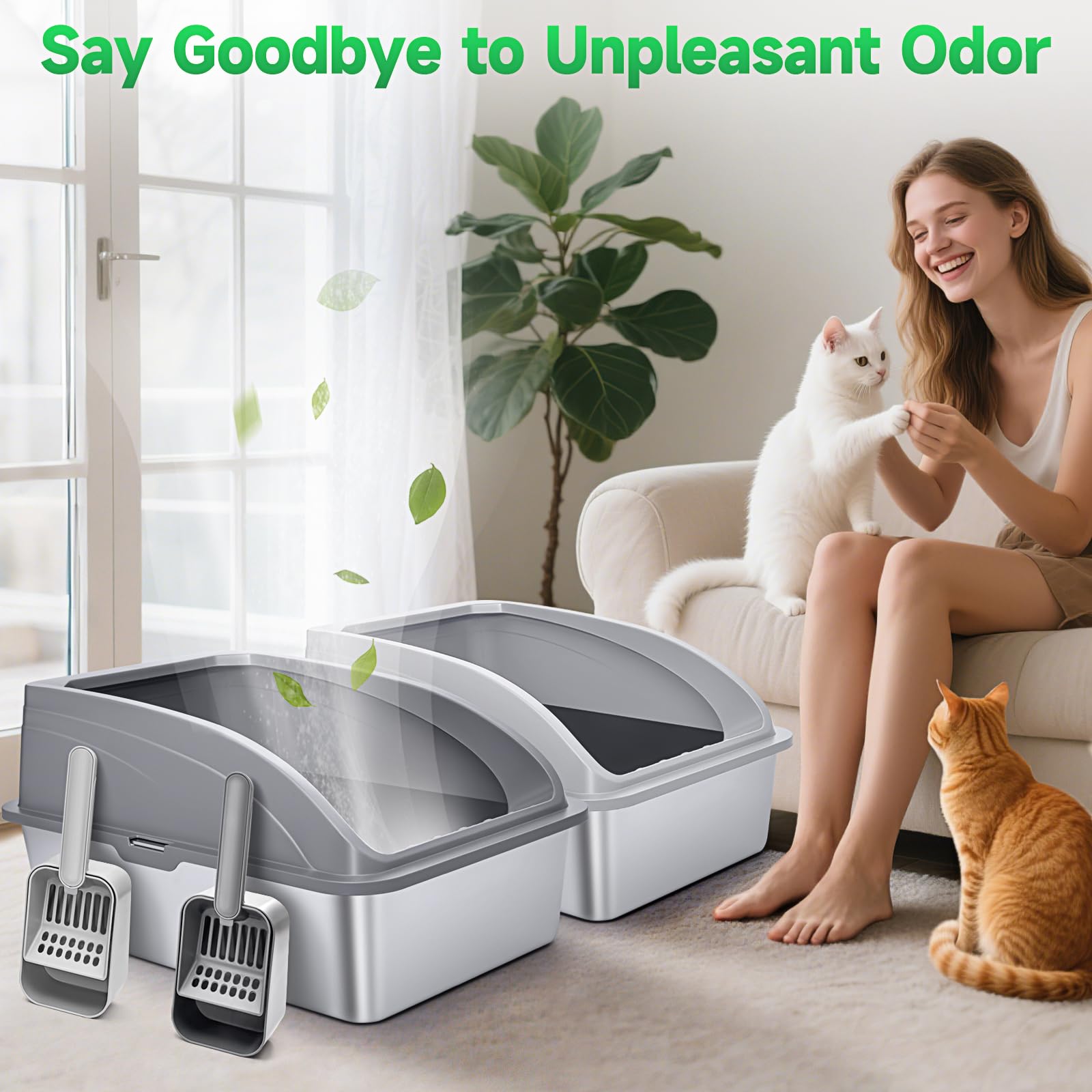 ZVBEK litter box includes scoop and stand for convenient maintenance
