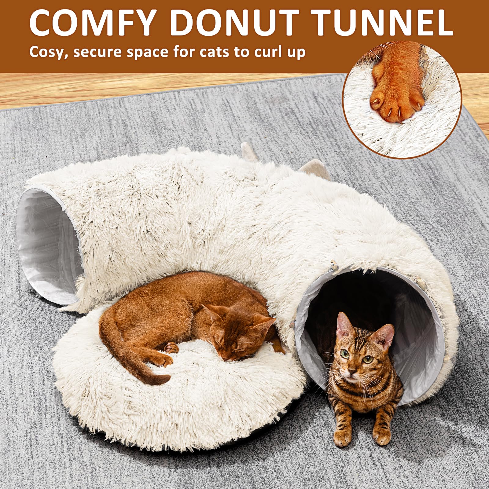 ZVBEK cat tunnel dimensions 36 by 36 by 11.5 inches for spacious play.