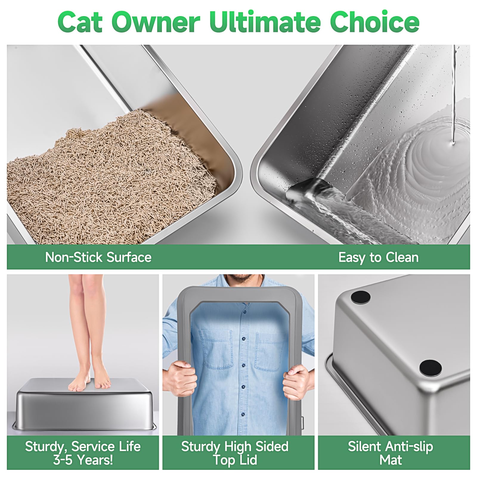 ZVBEK top-overlap design reduces leakage in stainless steel litter box