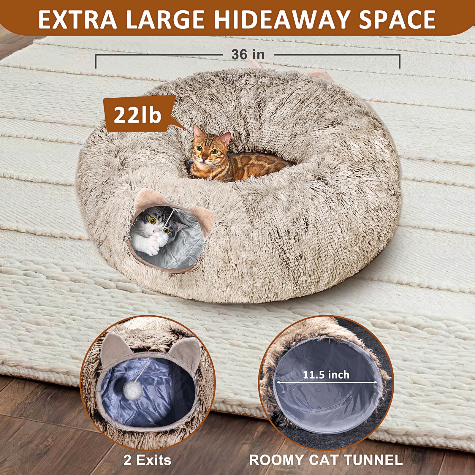 The ZVBEK washable cat bed in tunnel keeps nap nook clean after adventures.