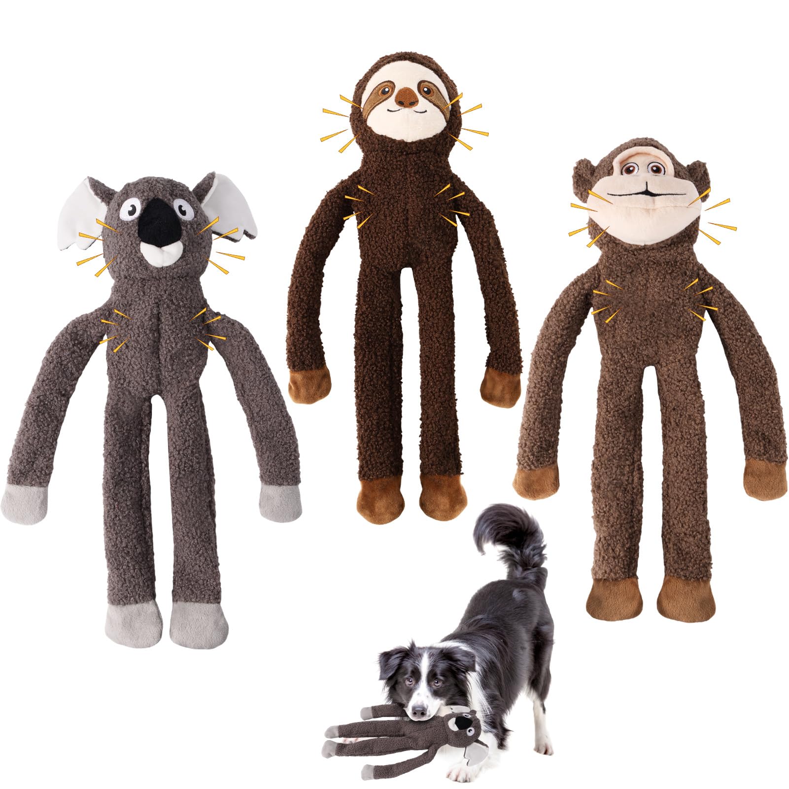 ZYBDP no-stuffing dog toy pack with squeaky head for interactive play