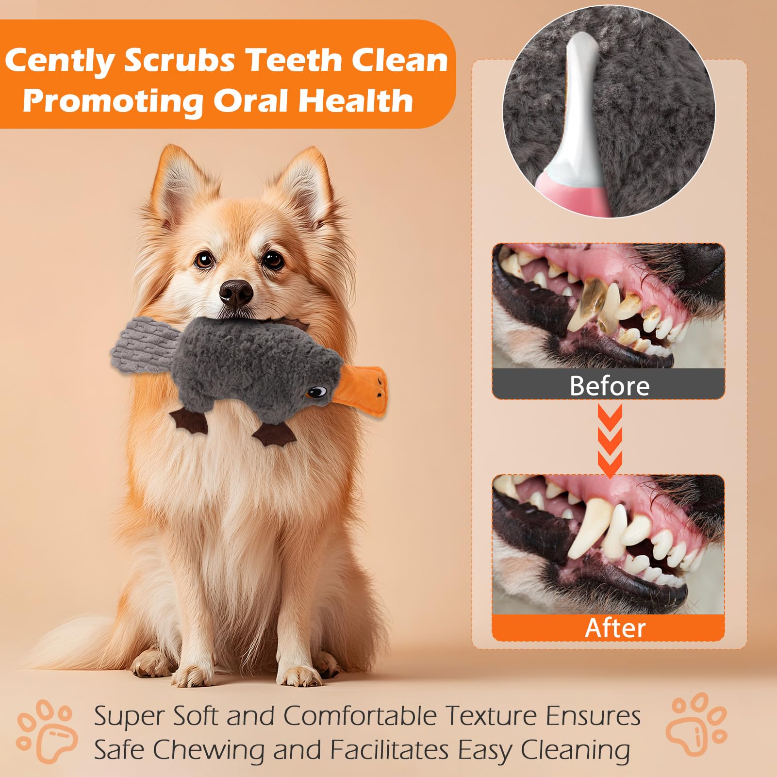ZYBDP Platypus toy with crinkle feet for extra sensory stimulation during fetch