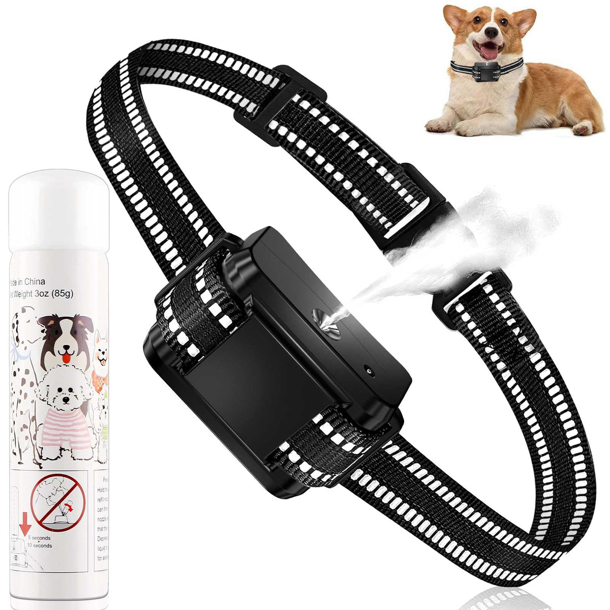 Zylfexo Citronella Bark Collar packaging with spray refill included.